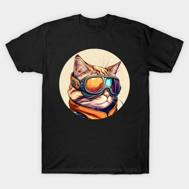 A Cat In A Ski Googles - The Cat Lovers Colorful T-Shirt by Jason Smith